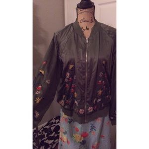 Mossy Embroidered Floral Bomber Jacket